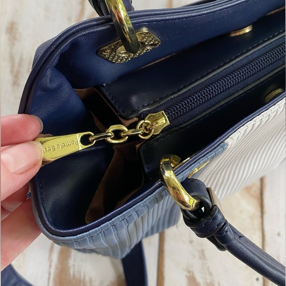 POMELO BEST Neapolitan handbag PU leather shoulder bag crossbody blue purse EUC - Picture 10 of 16